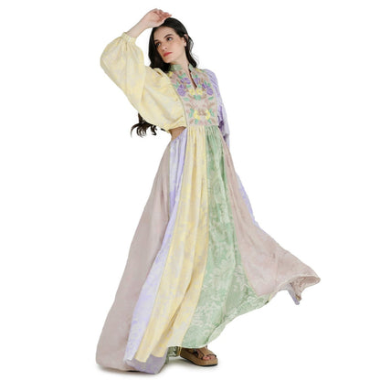 Pinnacle By Shruti Sancheti Colorblock Mul Floral Printed and Embroidered Maxi Dress