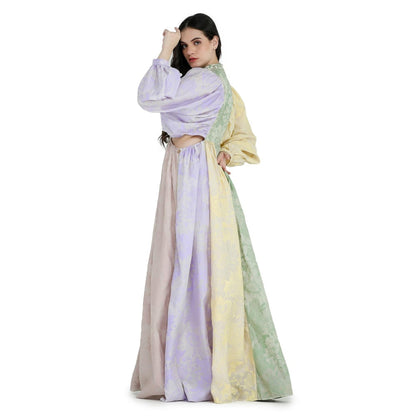 Pinnacle By Shruti Sancheti Colorblock Mul Floral Printed and Embroidered Maxi Dress