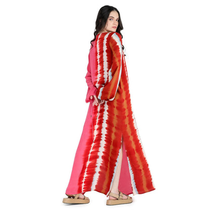 Pinnacle By Shruti Sancheti Margengta Tie and Dye Embroidery Kaftan Maxi Dress