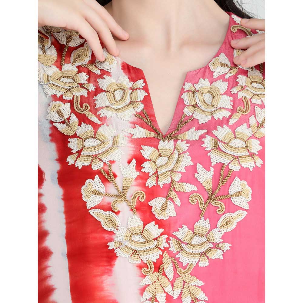 Pinnacle By Shruti Sancheti Margengta Tie and Dye Embroidery Kaftan Maxi Dress