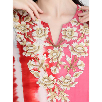 Pinnacle By Shruti Sancheti Margengta Tie and Dye Embroidery Kaftan Maxi Dress