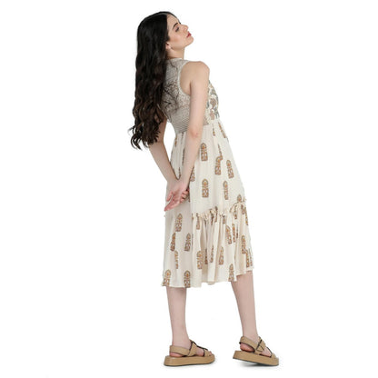Pinnacle By Shruti Sancheti Bone Crepe Tie & Dye Embroidered Short Dress