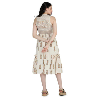 Pinnacle By Shruti Sancheti Bone Crepe Tie & Dye Embroidered Short Dress