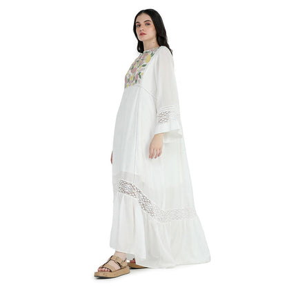 Pinnacle By Shruti Sancheti White High Low Embroidered Midi Dress
