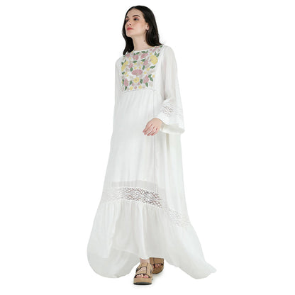 Pinnacle By Shruti Sancheti White High Low Embroidered Midi Dress