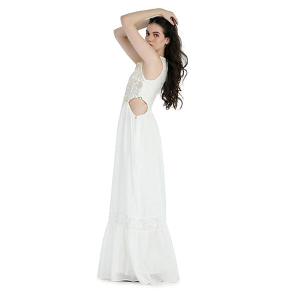 Pinnacle By Shruti Sancheti Bone Embroidered Cutout Maxi Dress