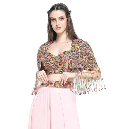 Pinnacle By Shruti Sancheti Multi-Color Ombre Palazzo with Cape and Busiter (Set of 3)