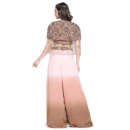 Pinnacle By Shruti Sancheti Multi-Color Ombre Palazzo with Cape and Busiter (Set of 3)