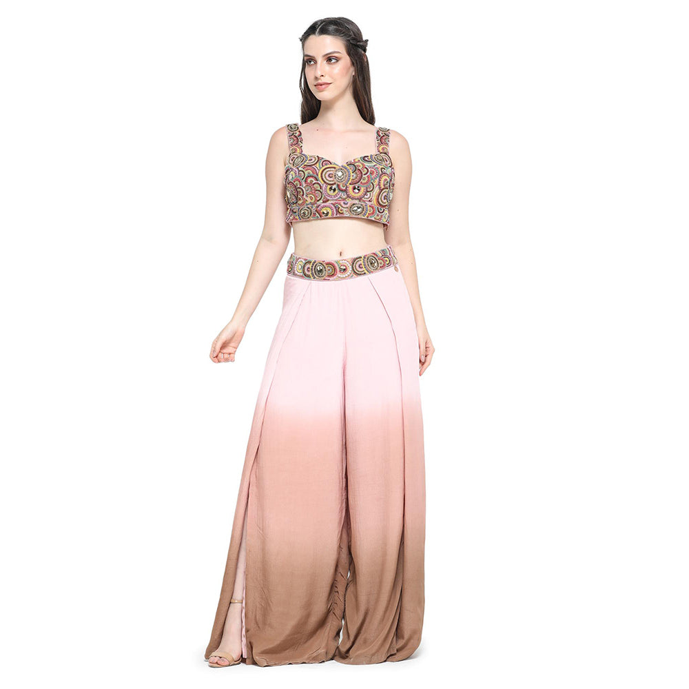 Pinnacle By Shruti Sancheti Multi-Color Ombre Palazzo with Cape and Busiter (Set of 3)