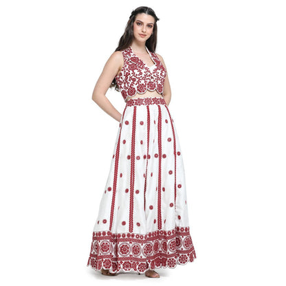 Pinnacle By Shruti Sancheti White Embroidered Crop Jacket with Bustier and Skirt (Set of 3)