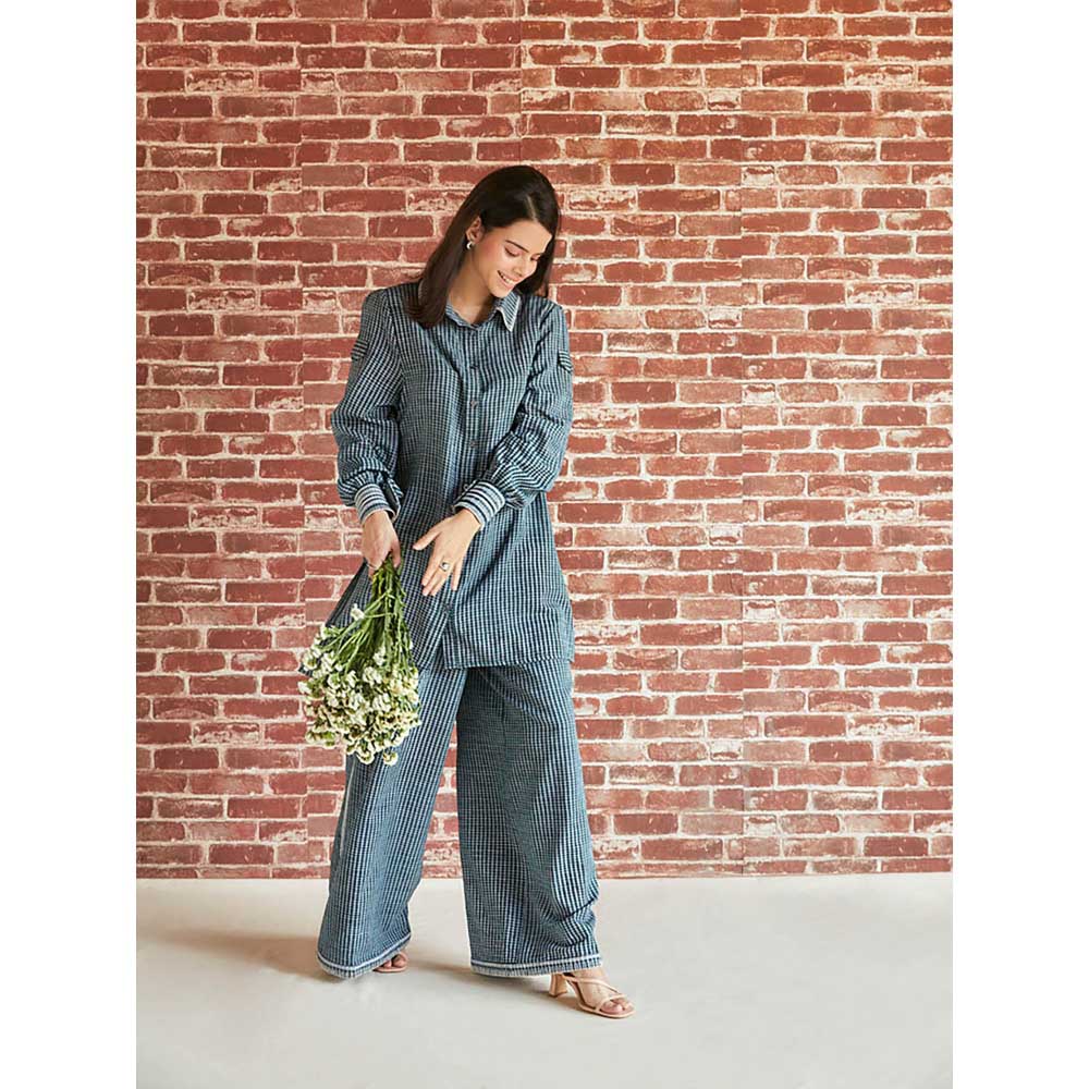 Pinnacle By Shruti Sancheti Dark Green Cotton Check Co-ord (Set of 2)