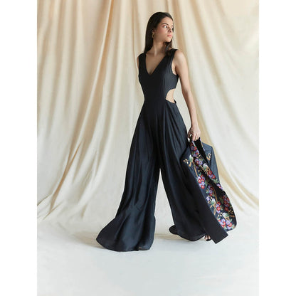 Pinnacle By Shruti Sancheti Black Silk Jumpsuit