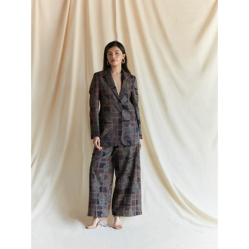 Pinnacle By Shruti Sancheti Blue Printed Pant Suit (Set of 2)