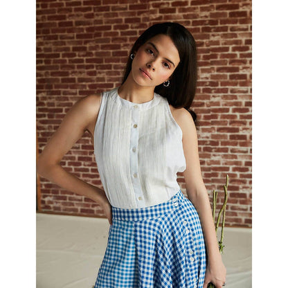 Pinnacle By Shruti Sancheti White Cotton Sleeveless Top