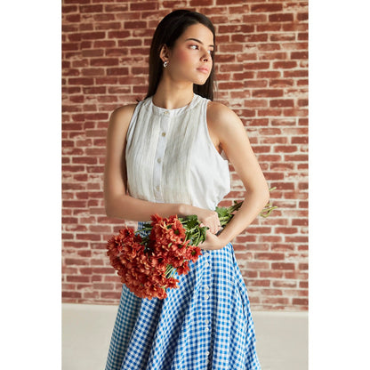 Pinnacle By Shruti Sancheti White Cotton Sleeveless Top