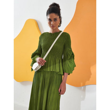 Pleats by Aruni Lime Green Weavey Co-Ord (Set of 2)