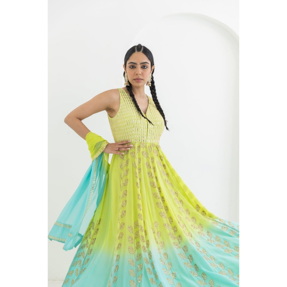 POOJA RAJGARHIA GUPTA Champa Anarkali Kurta with Dupatta (Set of 2)