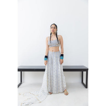 POOJA RAJGARHIA GUPTA Shwet Trouser with Bustier and Dupatta (Set of 3)