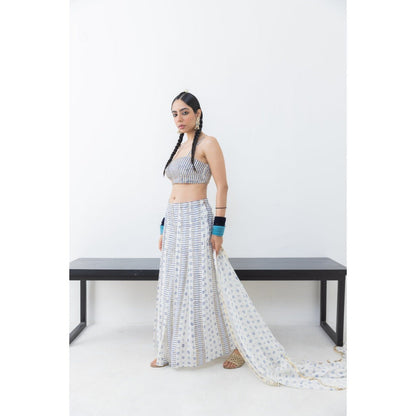 POOJA RAJGARHIA GUPTA Shwet Trouser with Bustier and Dupatta (Set of 3)
