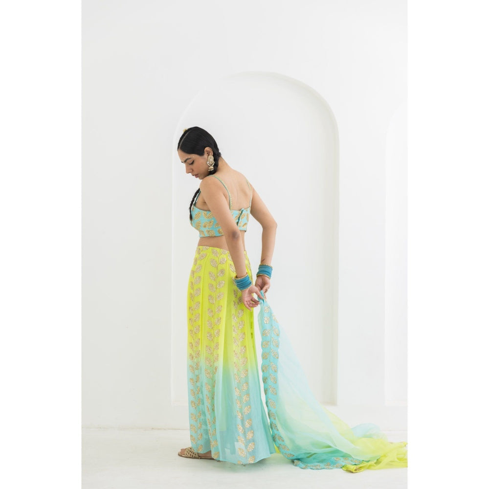POOJA RAJGARHIA GUPTA Mogra Trouser with Bustier and Dupatta (Set of 3)
