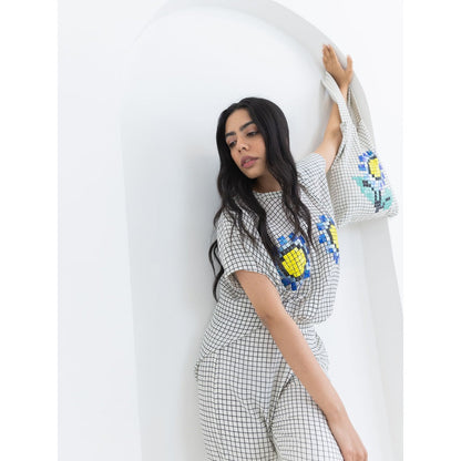 POOJA RAJGARHIA GUPTA White Sunflower Co-Ord (Set of 2)