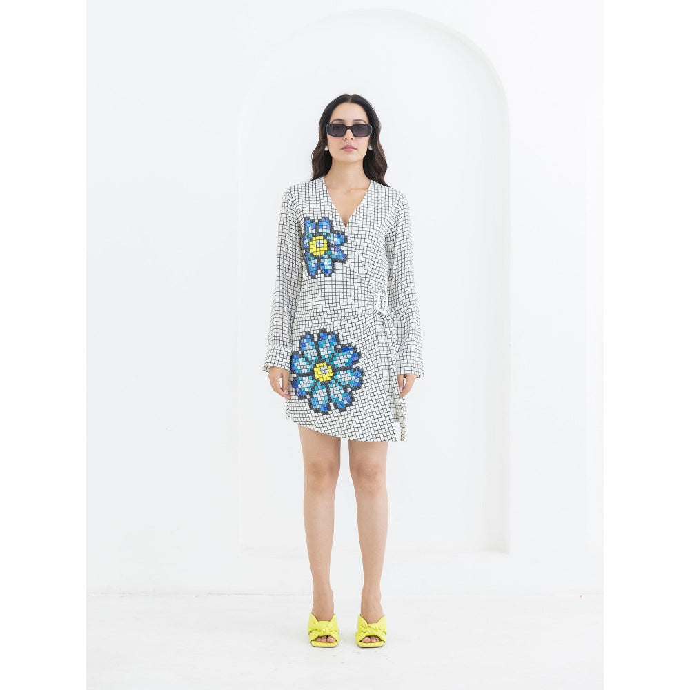 POOJA RAJGARHIA GUPTA White Grid Playsuit