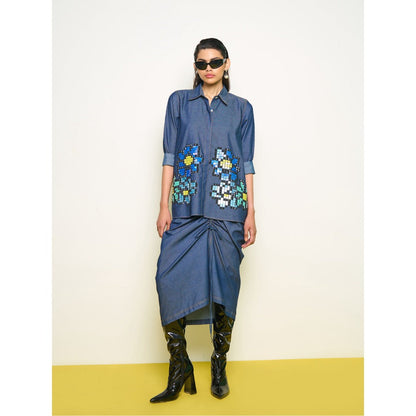 POOJA RAJGARHIA GUPTA Blue Denim Wildflower Shirt