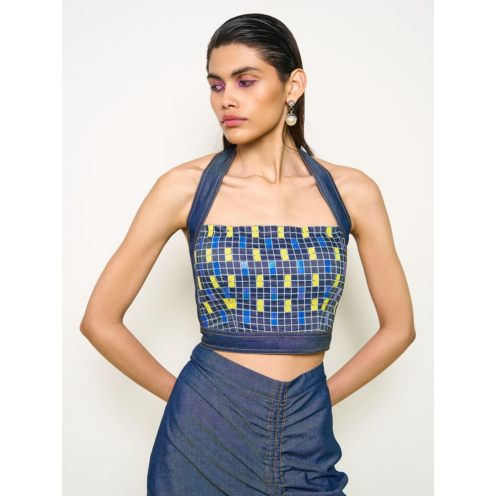POOJA RAJGARHIA GUPTA Blue Denim Firefly Crop Top