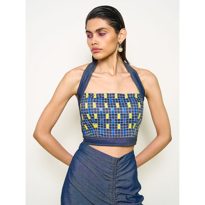 POOJA RAJGARHIA GUPTA Blue Denim Firefly Crop Top