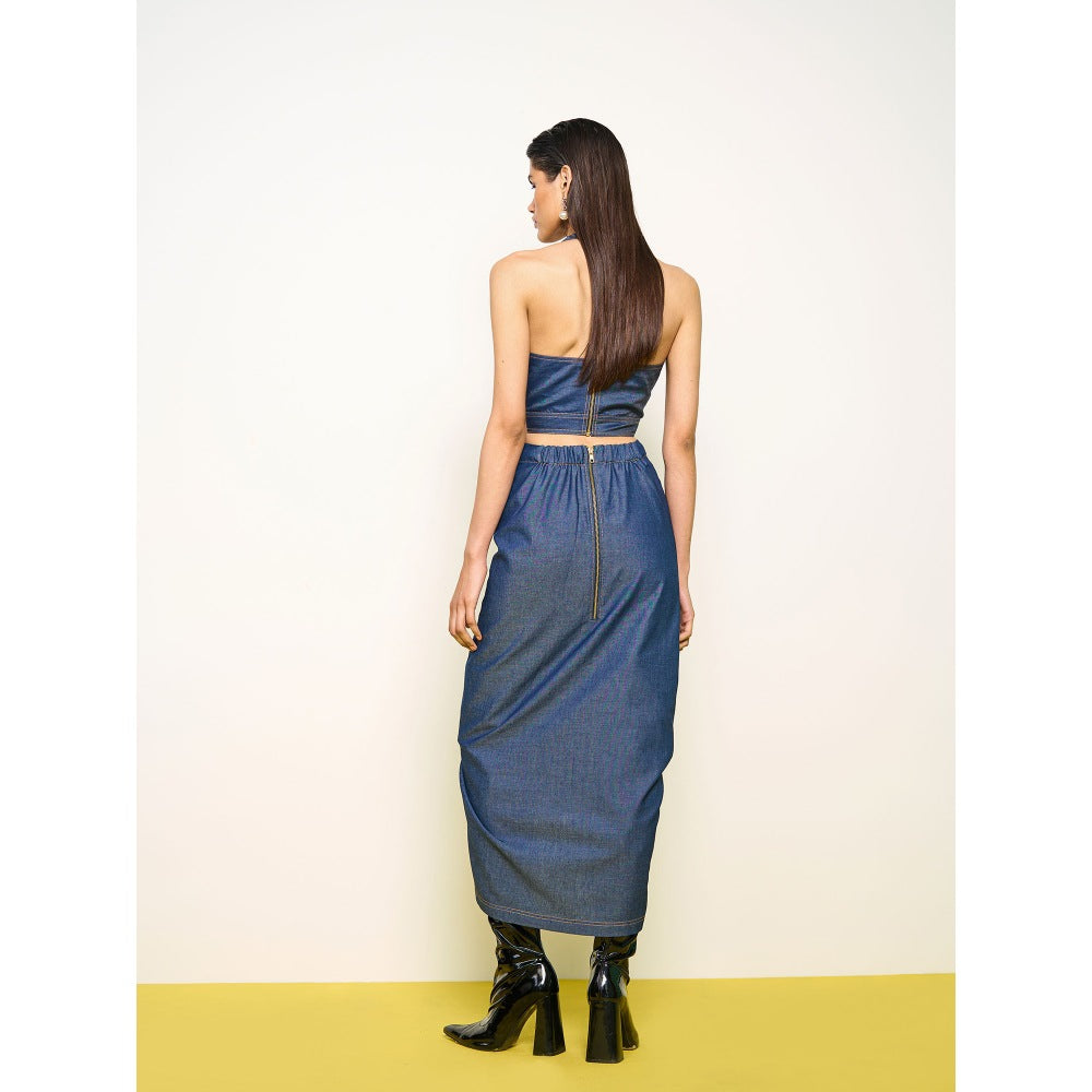 POOJA RAJGARHIA GUPTA Blue Denim Firefly Crop Top
