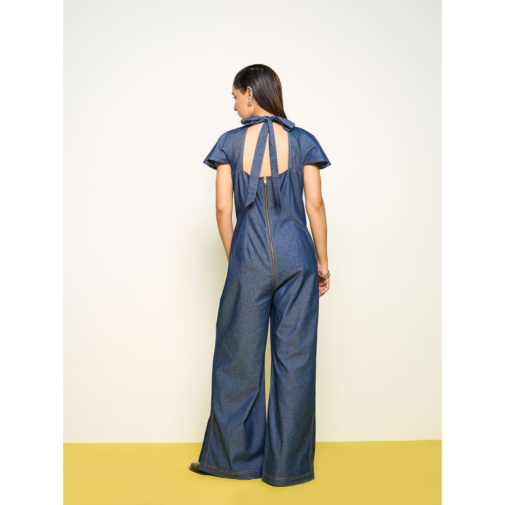 POOJA RAJGARHIA GUPTA Blue Denim Wildling Jumpsuit