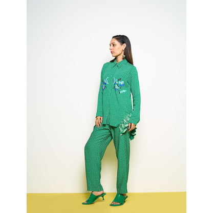 POOJA RAJGARHIA GUPTA Green Frill Co-Ord (Set of 2)