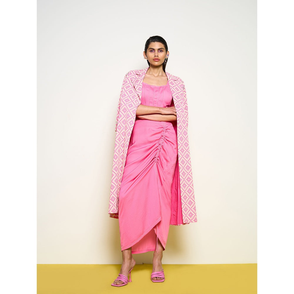 POOJA RAJGARHIA GUPTA Pink Honeycomb Overcoat