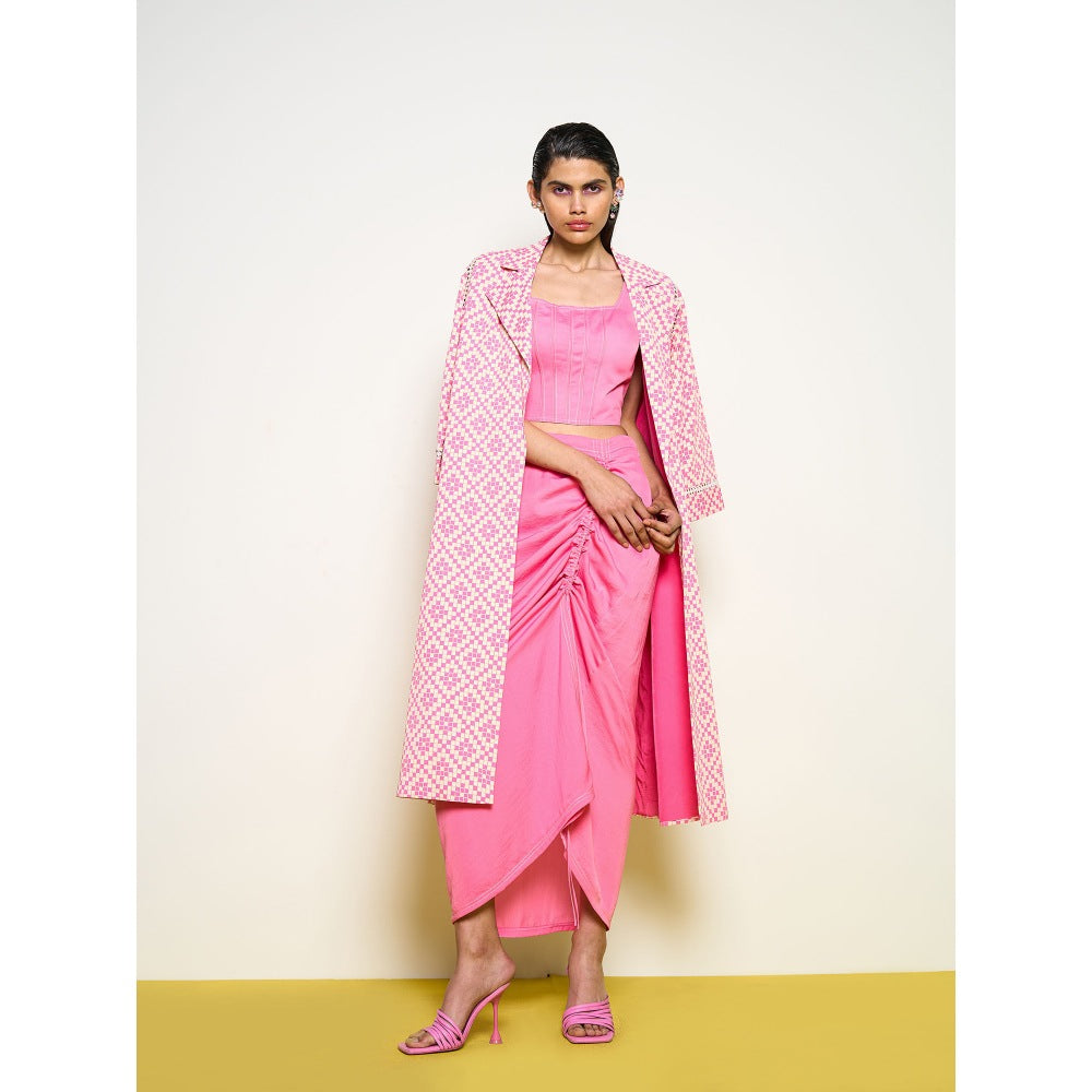 POOJA RAJGARHIA GUPTA Pink Honeycomb Overcoat