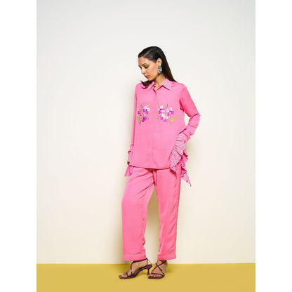 POOJA RAJGARHIA GUPTA Pink Side Frill Co-Ord (Set of 2)