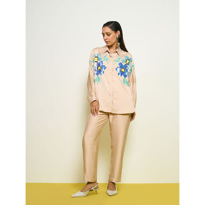 POOJA RAJGARHIA GUPTA Nude Checkered Pant