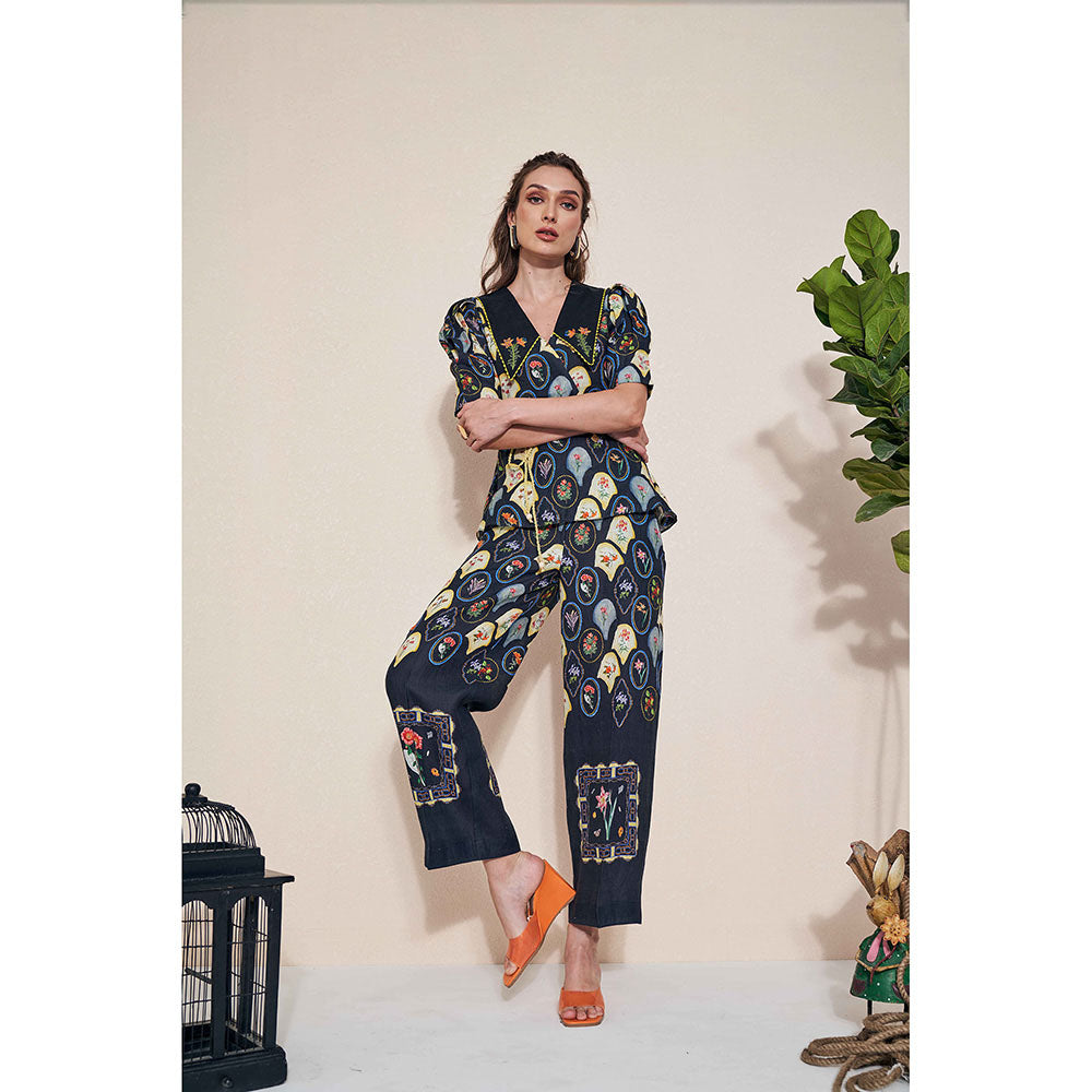 Pozruh By Aiman Raven Top & Raven Pants with Belt Co-Ord (Set of 3)