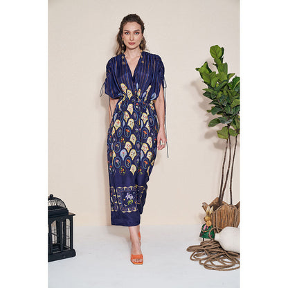 Pozruh By Aiman Mynah Navy Blue Maxi Dress
