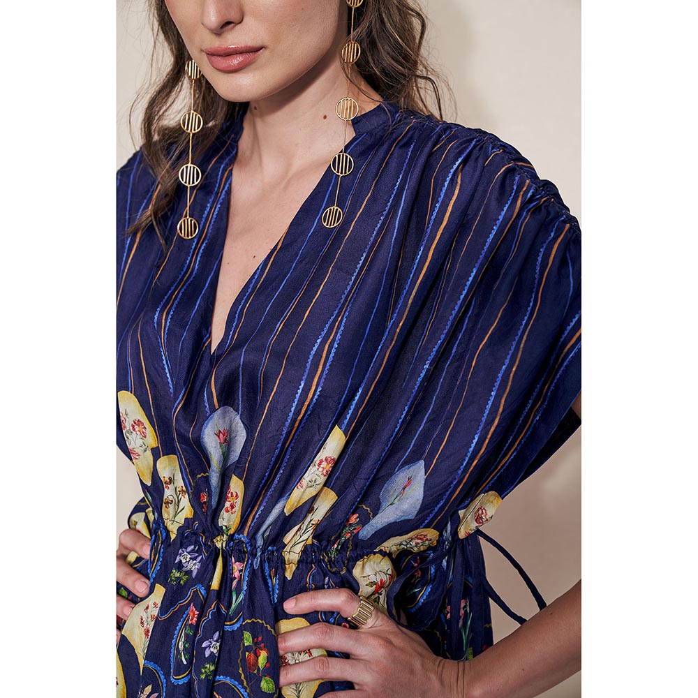 Pozruh By Aiman Mynah Navy Blue Maxi Dress