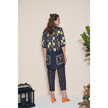 Pozruh By Aiman Magpie Tunic & Pants Black Co-Ord (Set of 2)