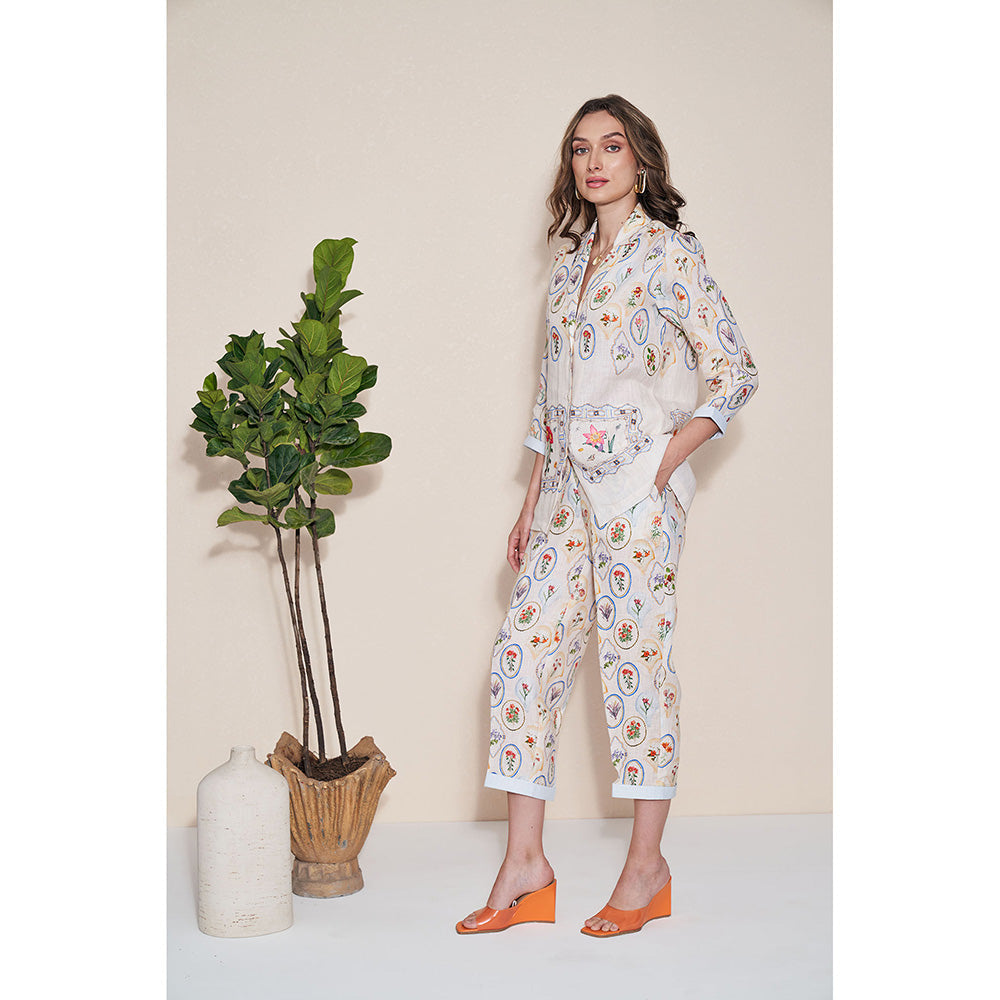 Pozruh By Aiman Nigel Off White Printed Jacket