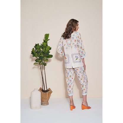 Pozruh By Aiman Nigel Off White Printed Jacket