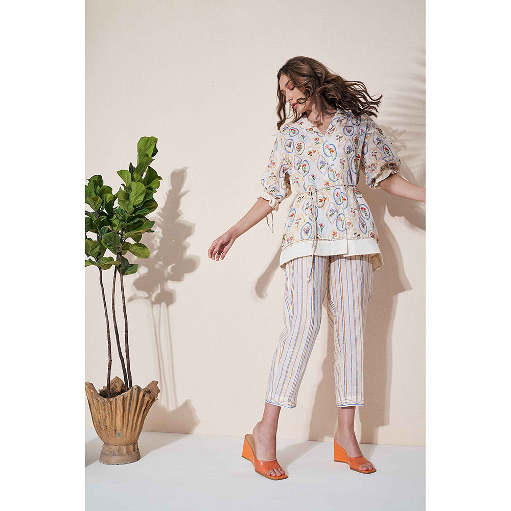 Pozruh By Aiman Roseate Top & Pants with Belt Co-Ord (Set of 3)