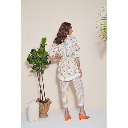 Pozruh By Aiman Roseate Top & Pants with Belt Co-Ord (Set of 3)