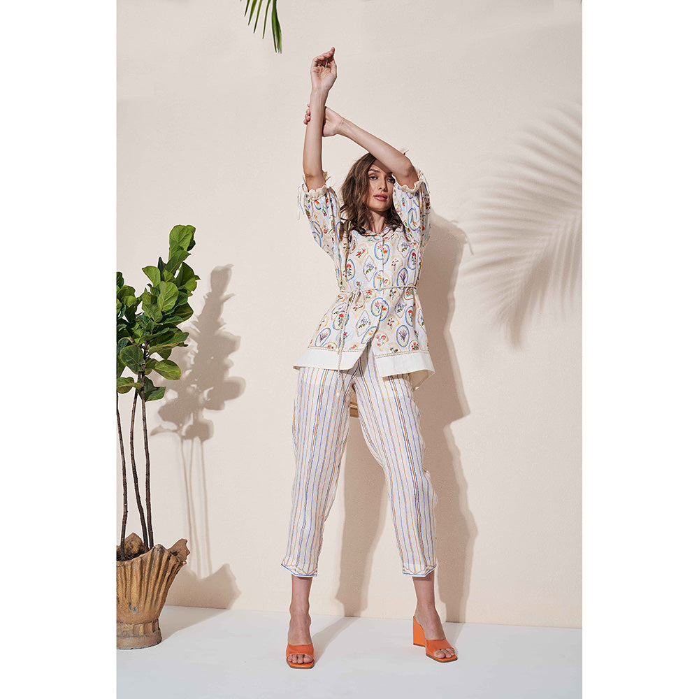 Pozruh By Aiman Roseate Top & Pants with Belt Co-Ord (Set of 3)