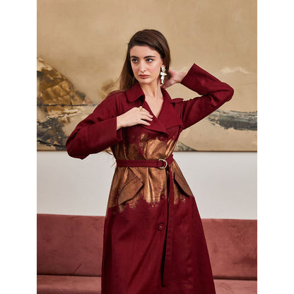 Pozruh By Aiman Blaze Maroon Trench (Set of 2)