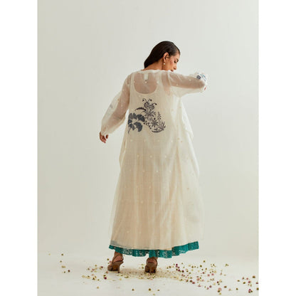 PRAMA By Pratima Pandey Printed Chanderi Ivory Kurta with Inner (Set of 2)