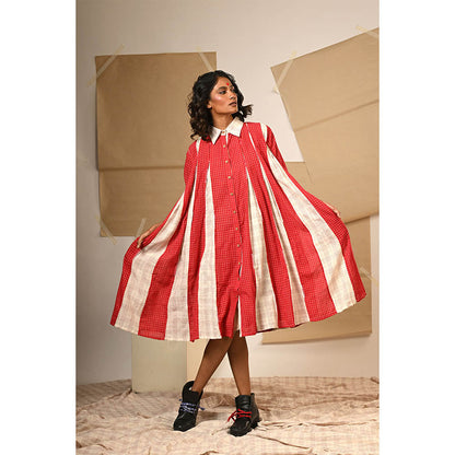 PRATHAA Red Checks Dress