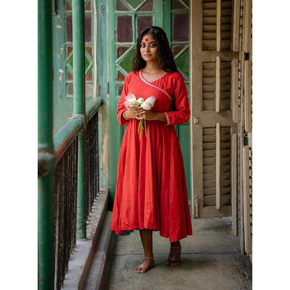 PRATHAA Ehsaas Anuragi Red Kalidar Dress