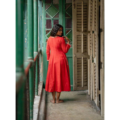PRATHAA Ehsaas Anuragi Red Kalidar Dress